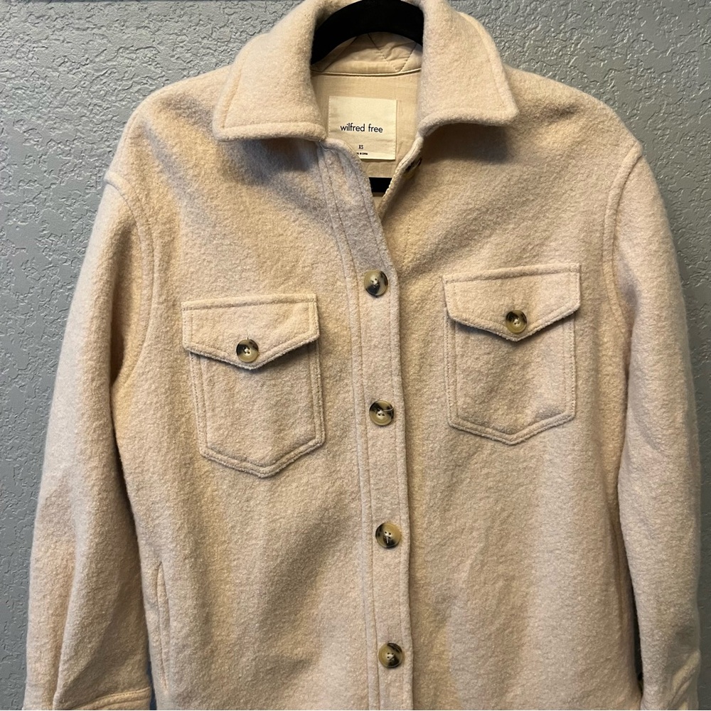Aritzia Wilfred Free 100% Merino Wool The Ganna Shacket Shirt Jacket XS - Picture 1 of 10